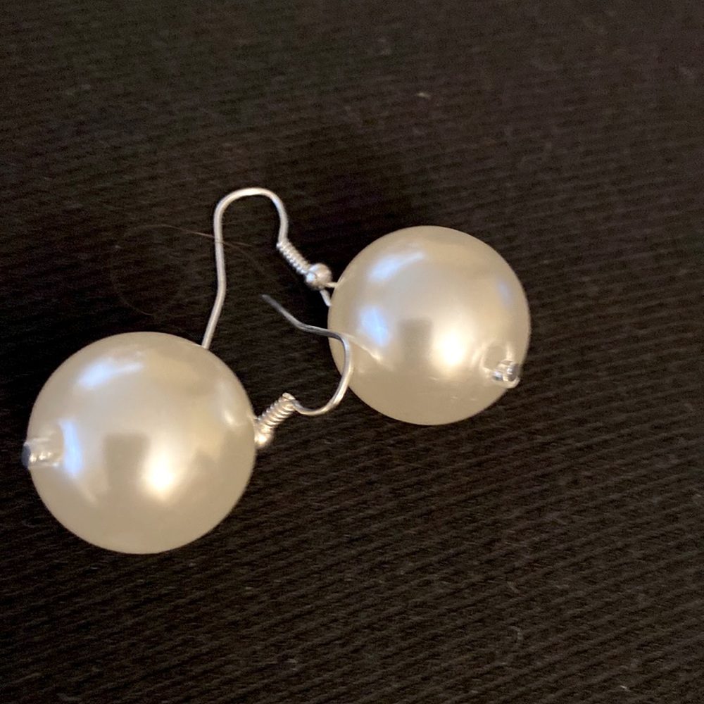 Large faux pearl earrings